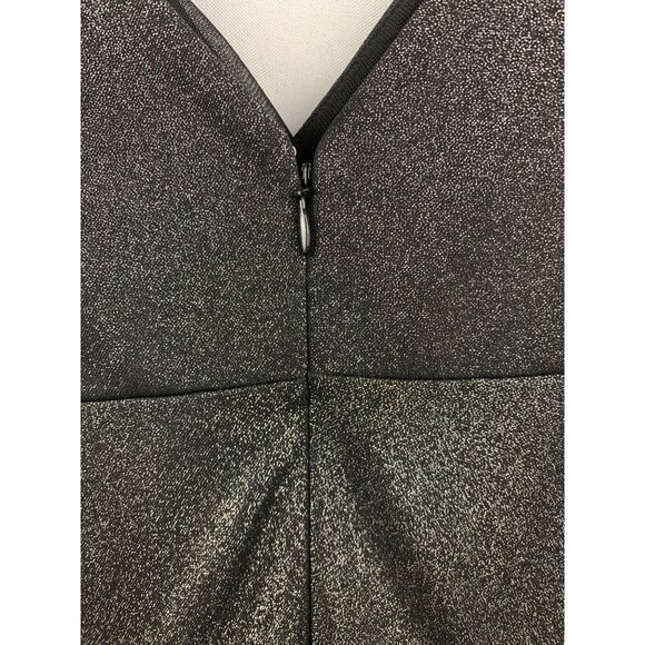 Patricia Field Black Shimmer Dress Size 4 V-Neck Sleeveless Back Zip Polyester B - Picture 4 of 6